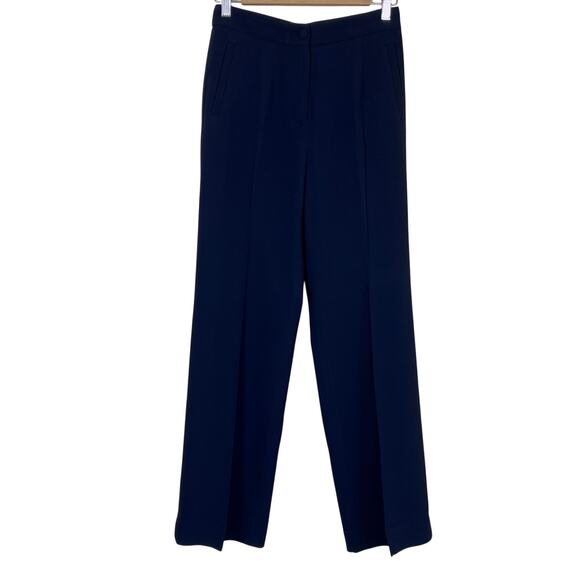 Sèzane US 4 Martin Trouser Pants in Navy High Waisted Wide Leg Chic Old Money - Picture 3 of 16